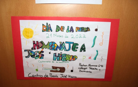 Día Mundial de la Poesía. Homenaje a José Hierro por parte de los poetas del colegio Seseña y Benavente de Getafe